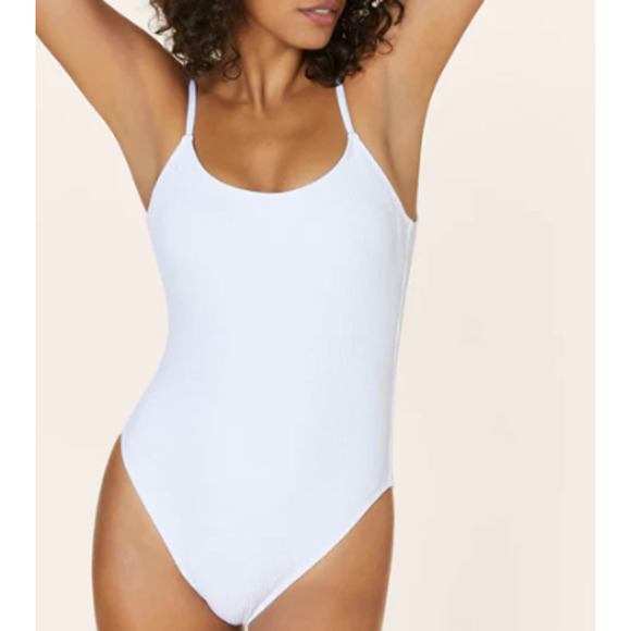 NWT Andie Women's The Laguna Ribbed Open Back One Piece Swimsuit White Size XST - Picture 7 of 7